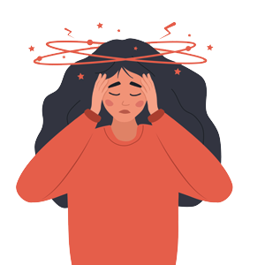 Person experiencing dizziness and imbalance