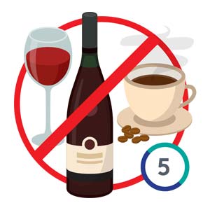 Limiting alcohol and caffeine before bedtime